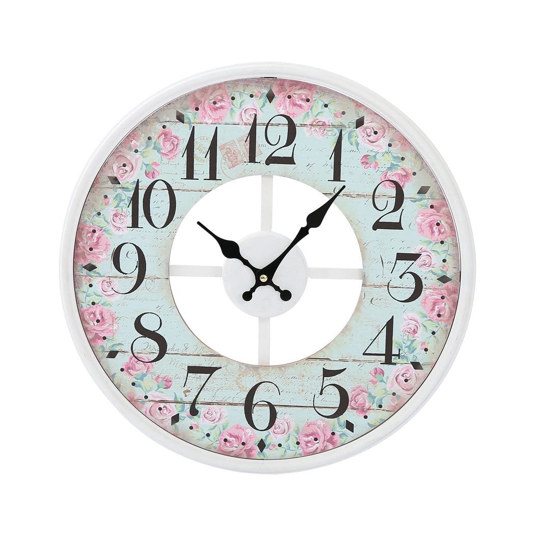 Big Bedding Australia Clock Vintage Chic Wooden Shabby Large Wall Clock Art Round Oversized Digital French