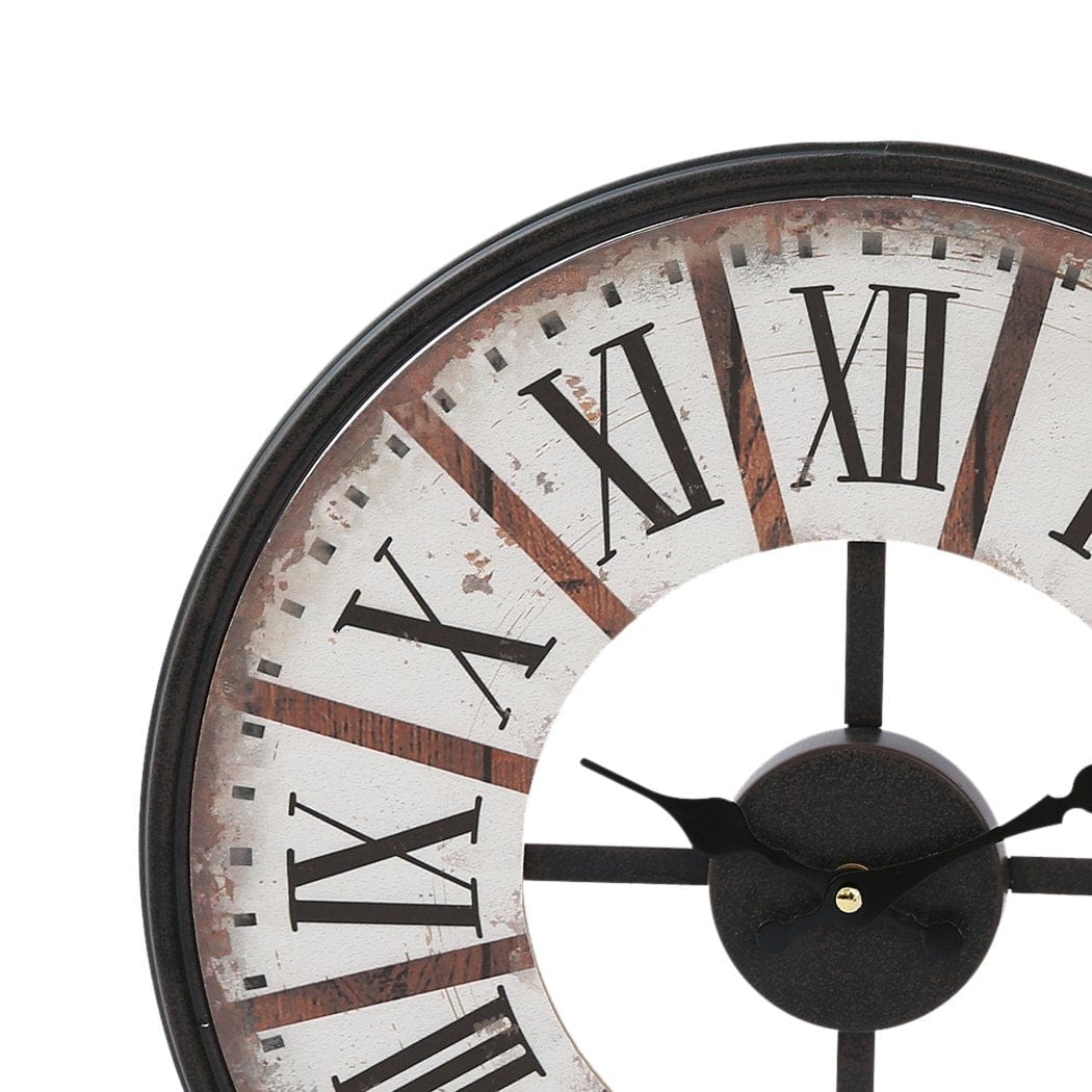 Big Bedding Australia Clock Vintage Chic Wooden Shabby Large Wall Clock Art Round Oversized Digital French