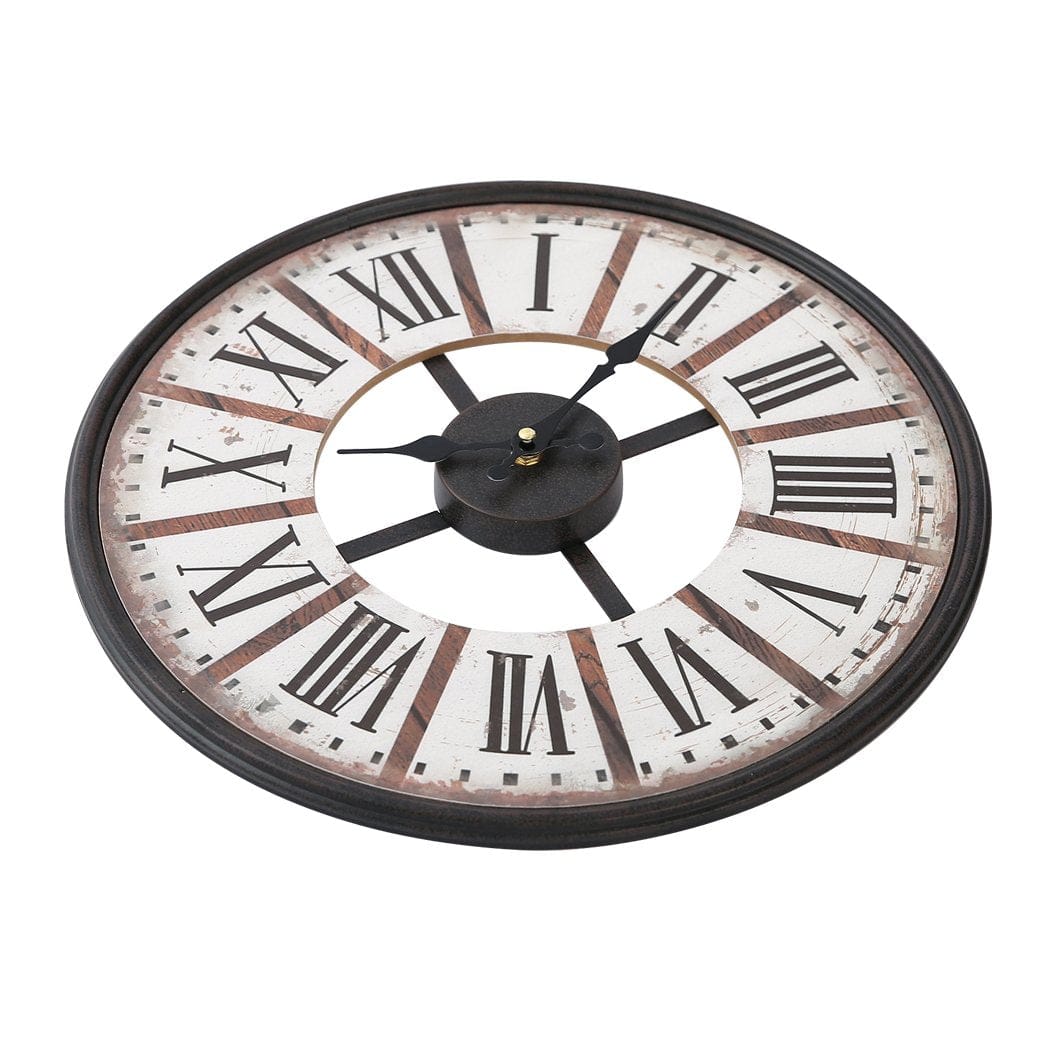 Big Bedding Australia Clock Vintage Chic Wooden Shabby Large Wall Clock Art Round Oversized Digital French