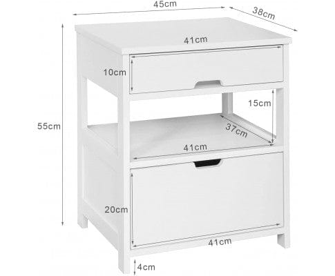 Big Bedding Australia Bedside Table White Bedside Table with 2 Drawers