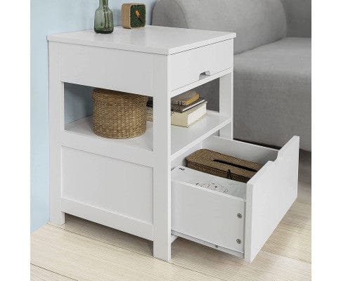 Big Bedding Australia Bedside Table White Bedside Table with 2 Drawers