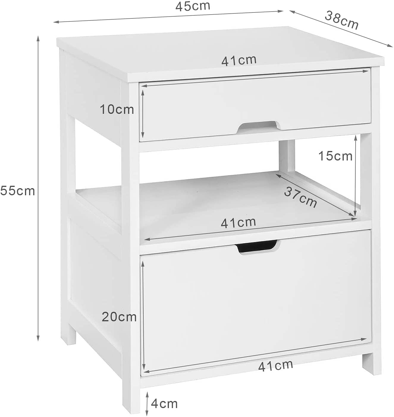 Big Bedding Australia Bedside Table White Bedside Table with 2 Drawers
