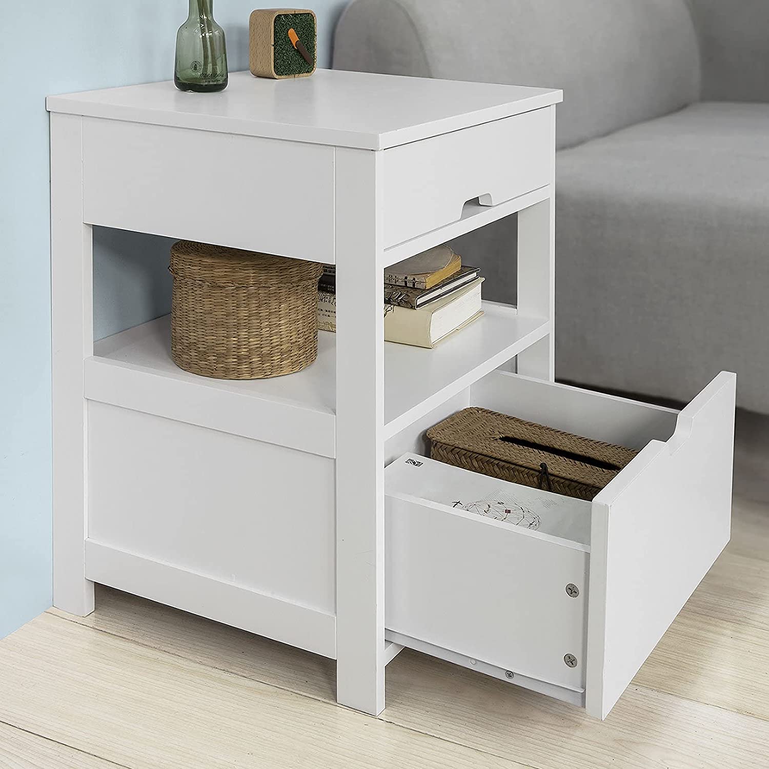Big Bedding Australia Bedside Table White Bedside Table with 2 Drawers