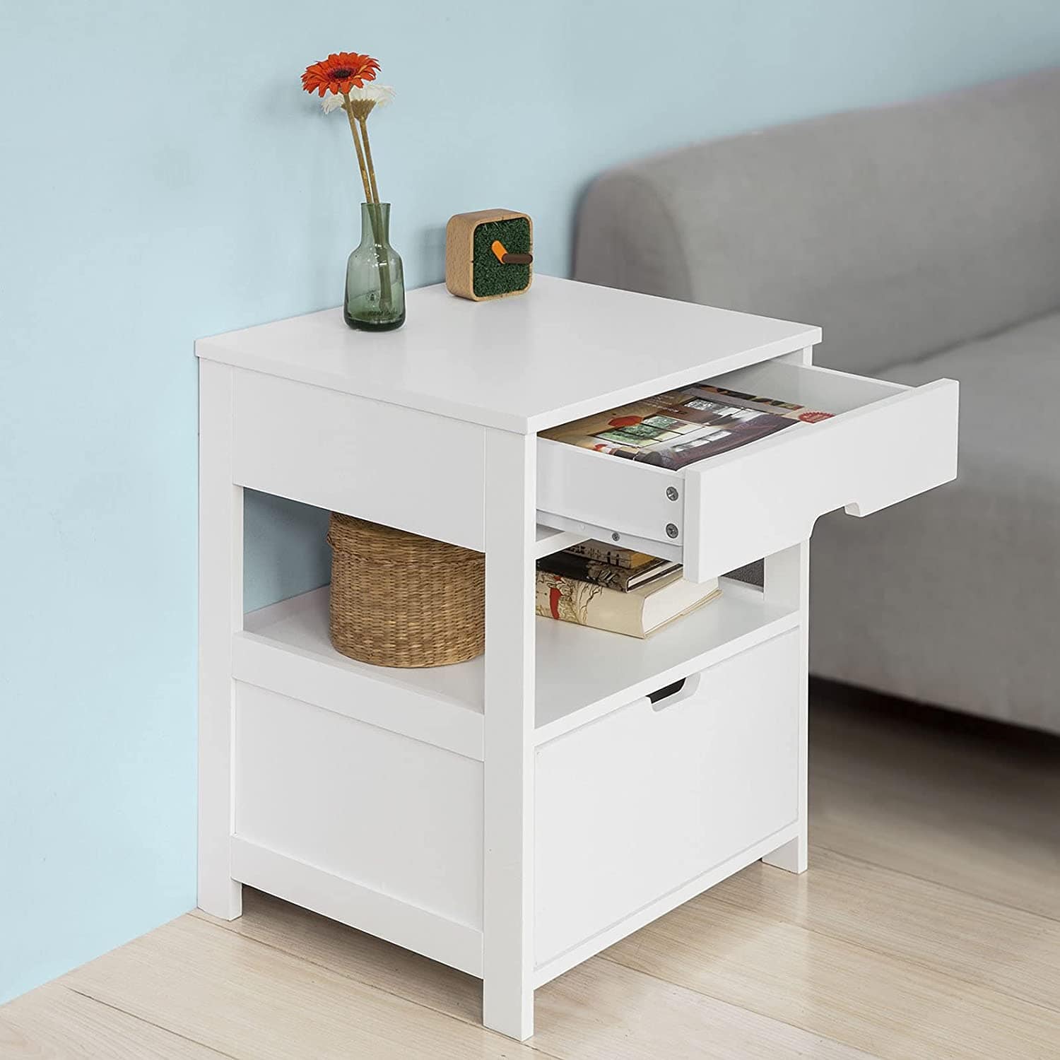 Big Bedding Australia Bedside Table White Bedside Table with 2 Drawers