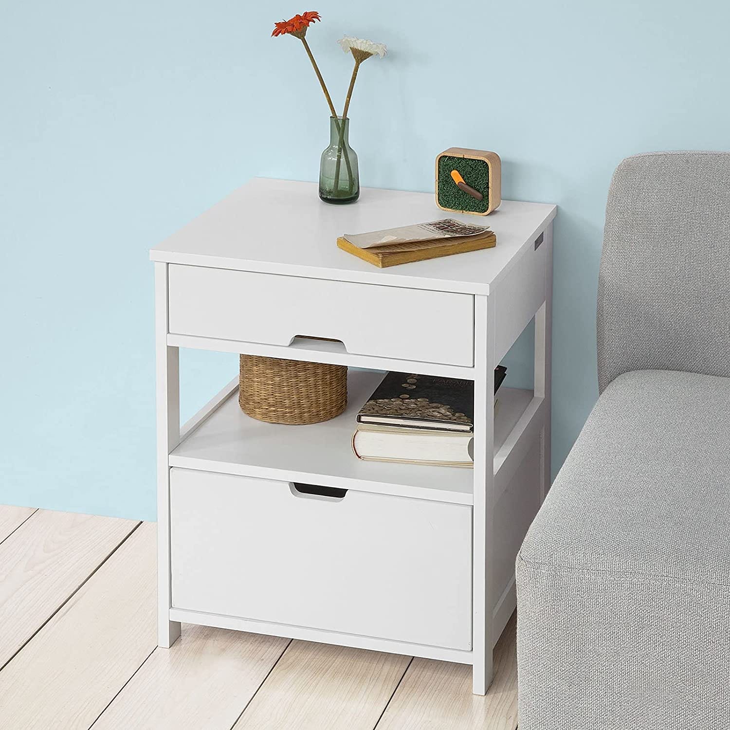 Big Bedding Australia Bedside Table White Bedside Table with 2 Drawers