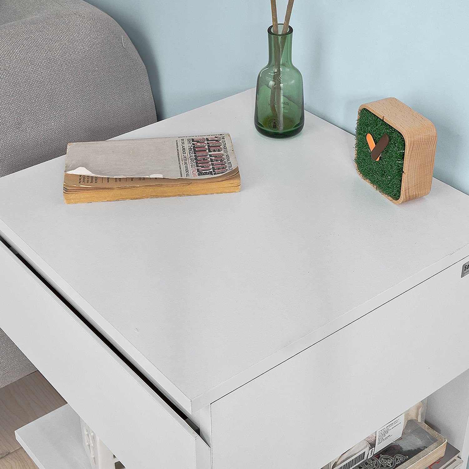 Big Bedding Australia Bedside Table White Side Table Bedside Table with 1 Drawer and 3 Shelves