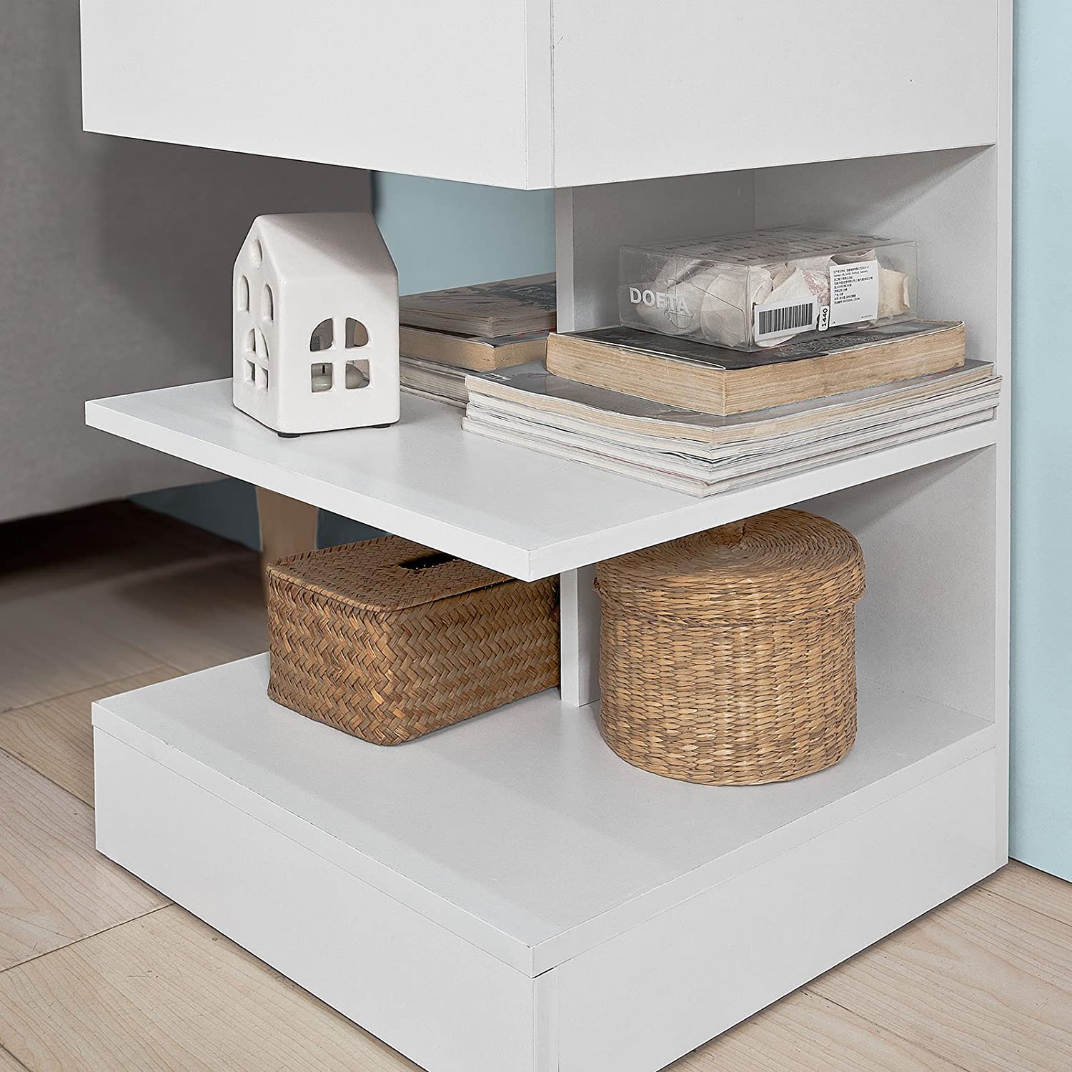 Big Bedding Australia Bedside Table White Side Table Bedside Table with 1 Drawer and 3 Shelves