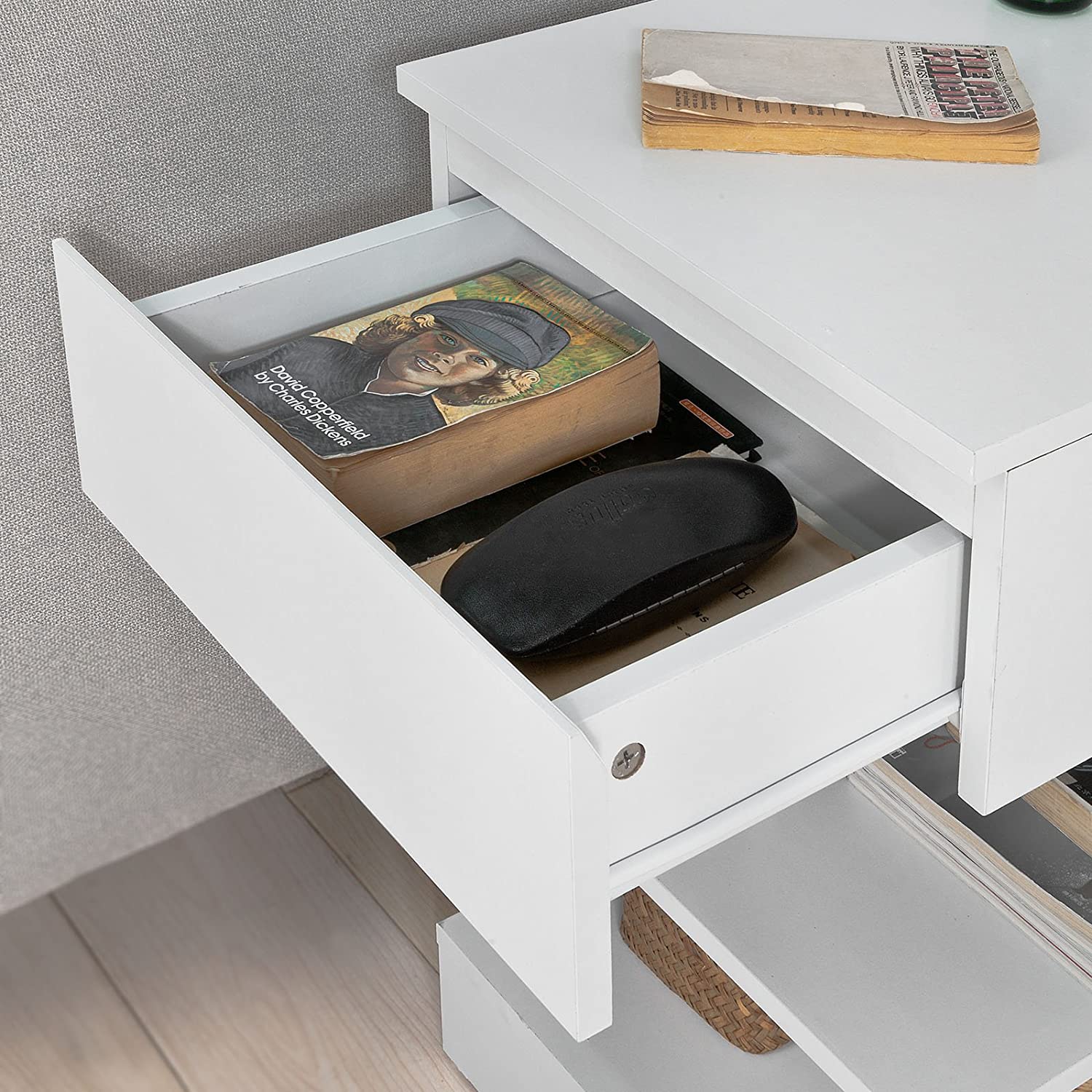Big Bedding Australia Bedside Table White Side Table Bedside Table with 1 Drawer and 3 Shelves