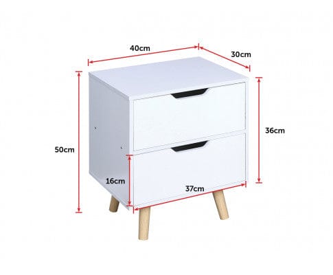 Big Bedding Australia Bedside Table Wooden Bedside Table 2 Drawers Cabinet Storage Night Stand