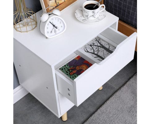 Big Bedding Australia Bedside Table Wooden Bedside Table 2 Drawers Cabinet Storage Night Stand