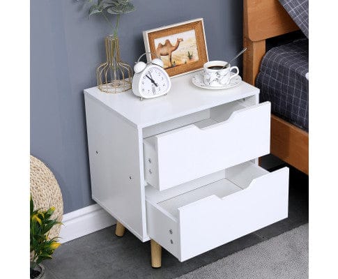 Big Bedding Australia Bedside Table Wooden Bedside Table 2 Drawers Cabinet Storage Night Stand