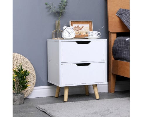 Big Bedding Australia Bedside Table Wooden Bedside Table 2 Drawers Cabinet Storage Night Stand