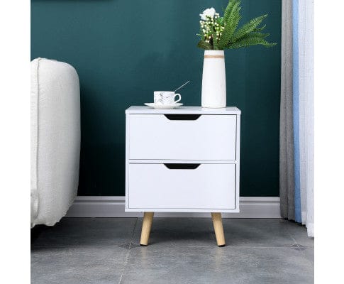 Big Bedding Australia Bedside Table Wooden Bedside Table 2 Drawers Cabinet Storage Night Stand