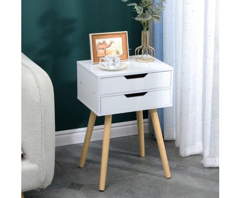Big Bedding Australia Bedside Table Wooden Bedside Table 2 Drawers Cabinet Storage Tall Night Stand