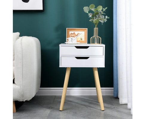 Big Bedding Australia Bedside Table Wooden Bedside Table 2 Drawers Cabinet Storage Tall Night Stand