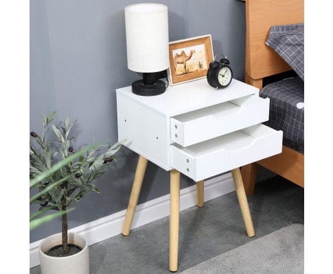 Big Bedding Australia Bedside Table Wooden Bedside Table 2 Drawers Cabinet Storage Tall Night Stand