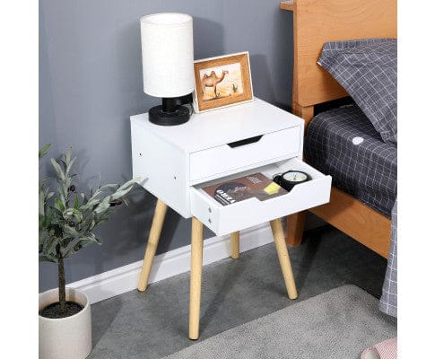 Big Bedding Australia Bedside Table Wooden Bedside Table 2 Drawers Cabinet Storage Tall Night Stand