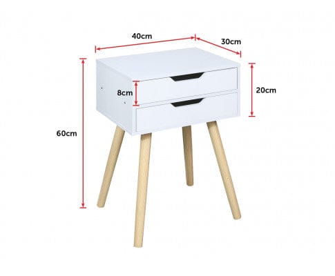 Big Bedding Australia Bedside Table Wooden Bedside Table 2 Drawers Cabinet Storage Tall Night Stand