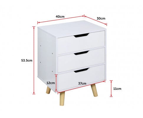 Big Bedding Australia Bedside Table Wooden Bedside Table 3 Drawers Cabinet Storage Night Stand
