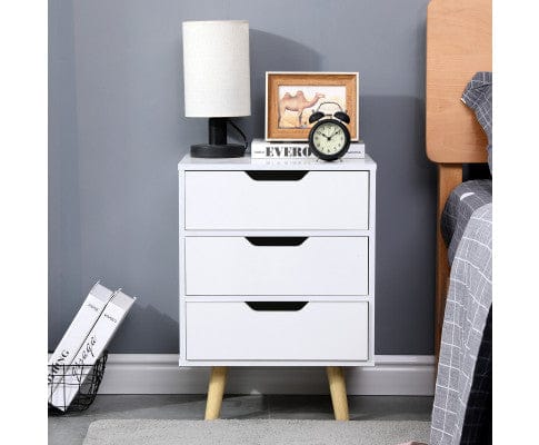 Big Bedding Australia Bedside Table Wooden Bedside Table 3 Drawers Cabinet Storage Night Stand
