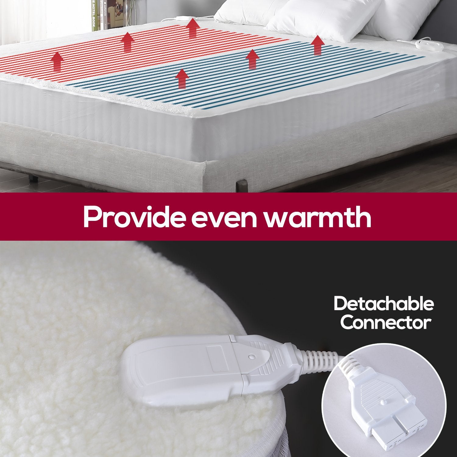 2x 450 GSM Fleecy Electric Blanket Heated Warm Winter Fitted Queen Size Dreamz