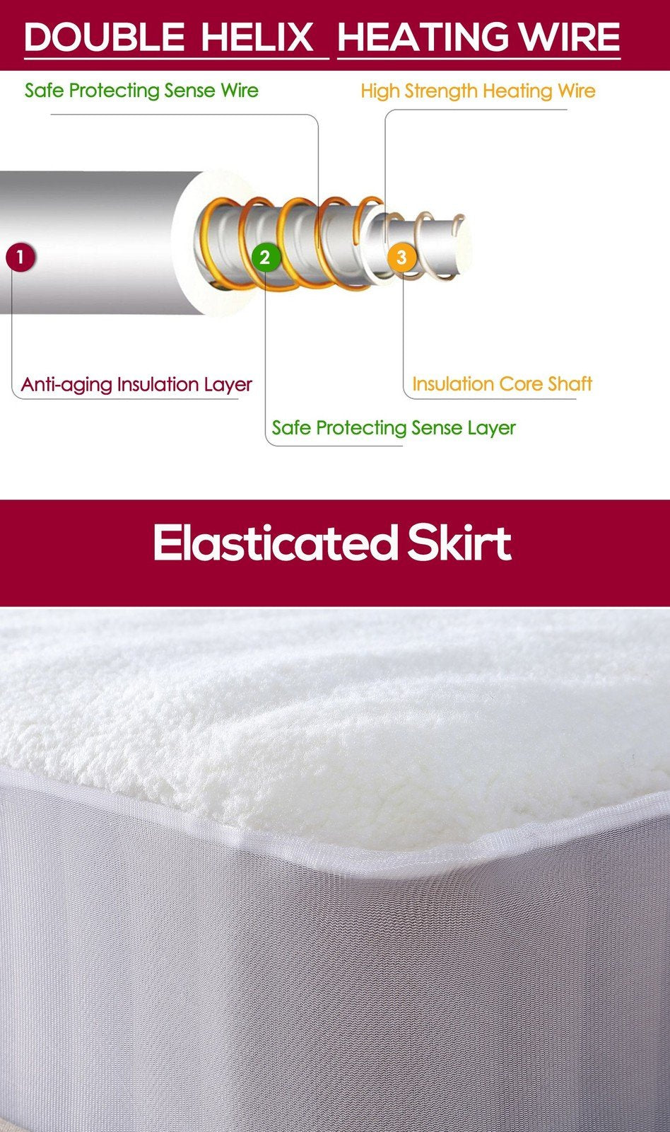 2x 450 GSM Fleecy Electric Blanket Heated Warm Winter Fitted Single Size Dreamz