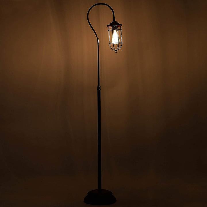 Industrial Floor Lamp with Adjustable Cage Shade in Bronze Finish Palermo