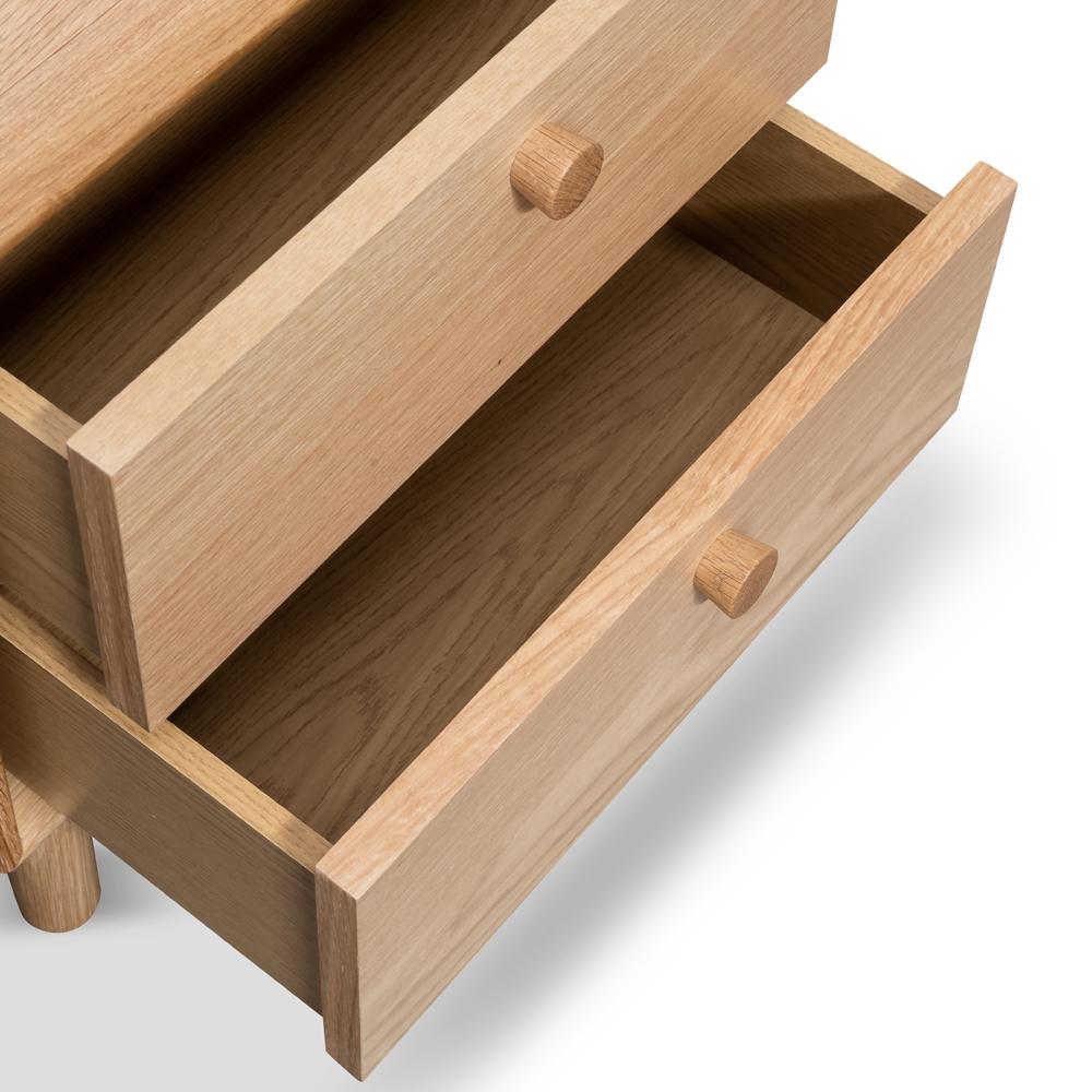 Calibre Furniture Bedside Table 2 Drawer Side Table - Oak