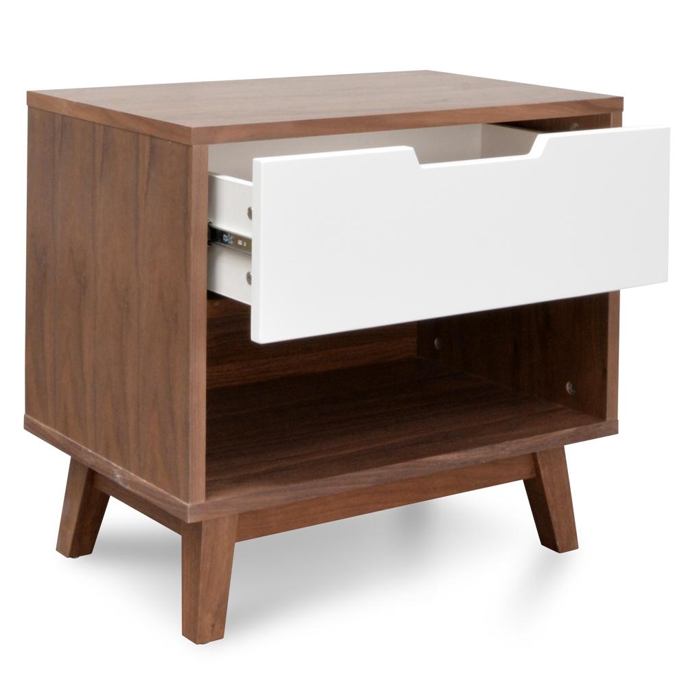Calibre Furniture Bedside Table Bedside Table - Walnut & White