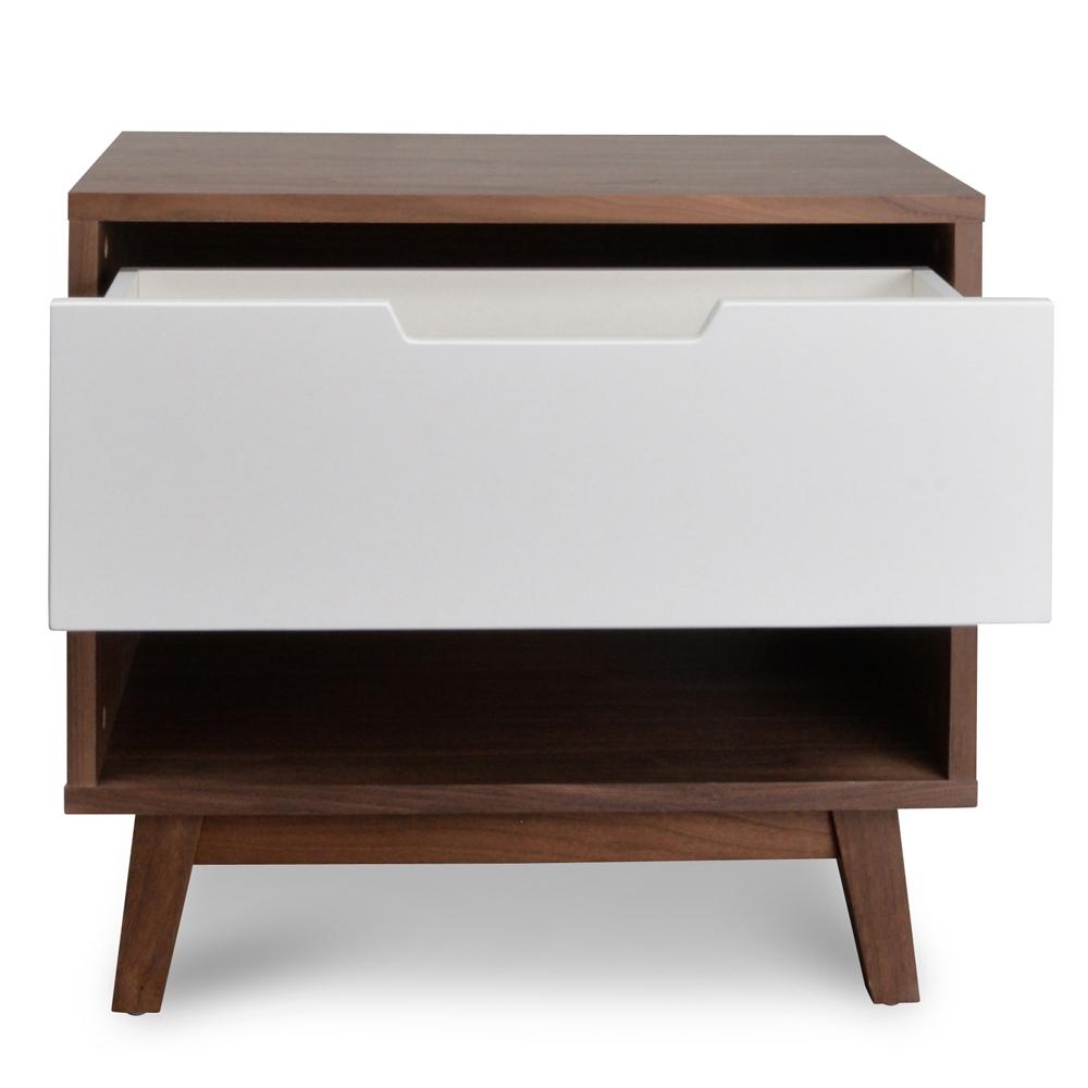 Calibre Furniture Bedside Table Bedside Table - Walnut & White