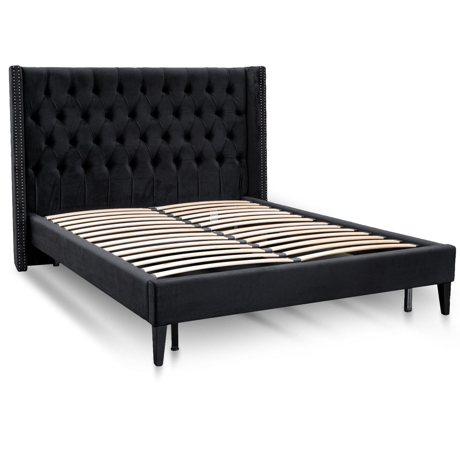 Calibre Furniture Bedframe Calibre Furniture Tuft Bed Frame - Black Velvet