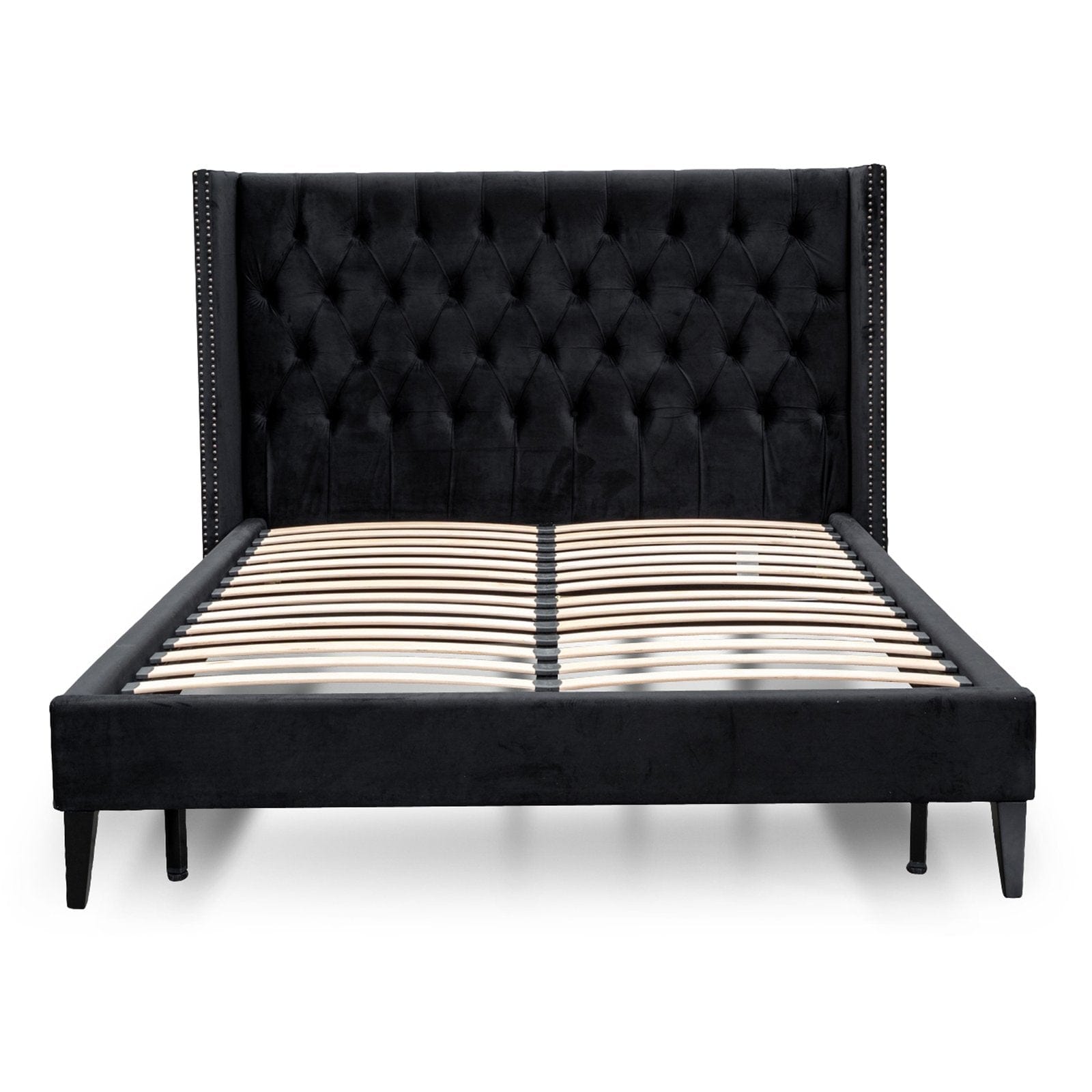 Calibre Furniture Bedframe Calibre Furniture Tuft Bed Frame - Black Velvet