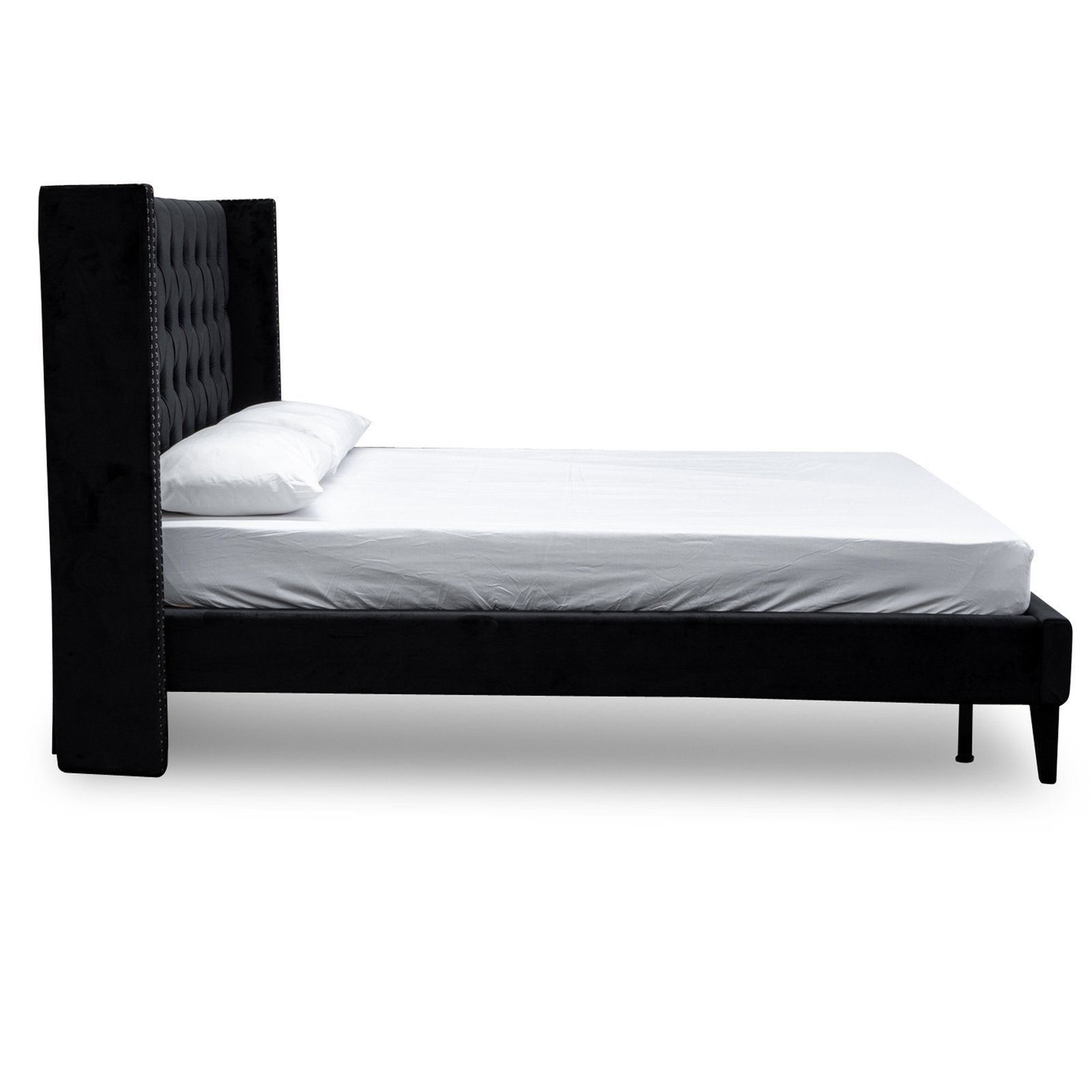Calibre Furniture Bedframe Calibre Furniture Tuft Bed Frame - Black Velvet