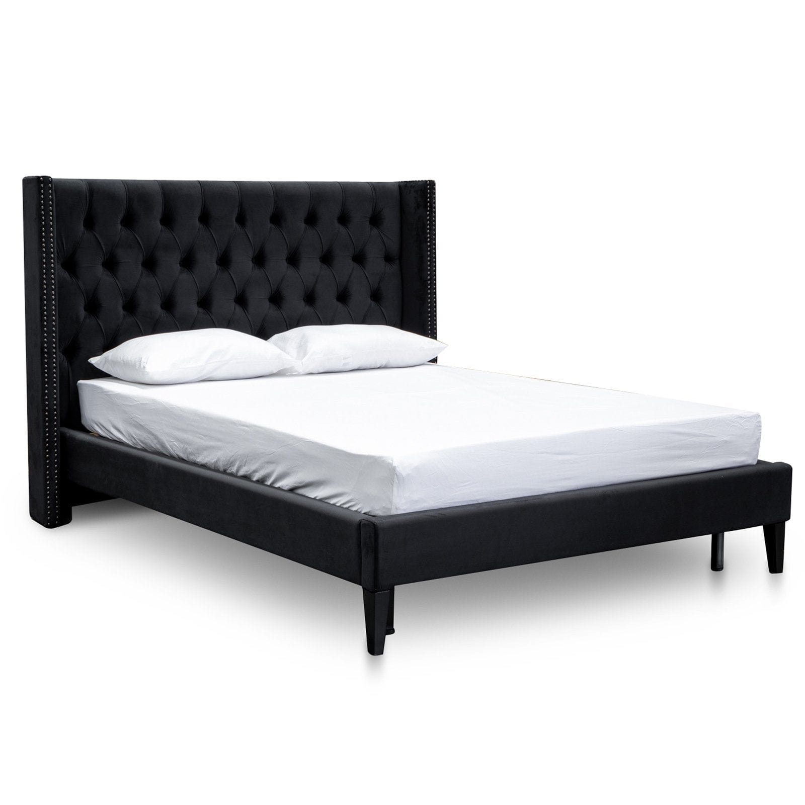 Calibre Furniture Bedframe Calibre Furniture Tuft Bed Frame - Black Velvet