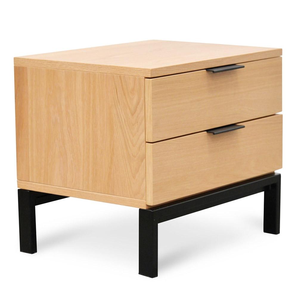 Calibre Furniture Bedside Table Side Table - Natural - Black