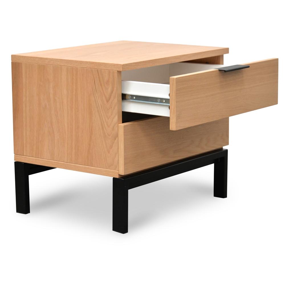 Calibre Furniture Bedside Table Side Table - Natural - Black