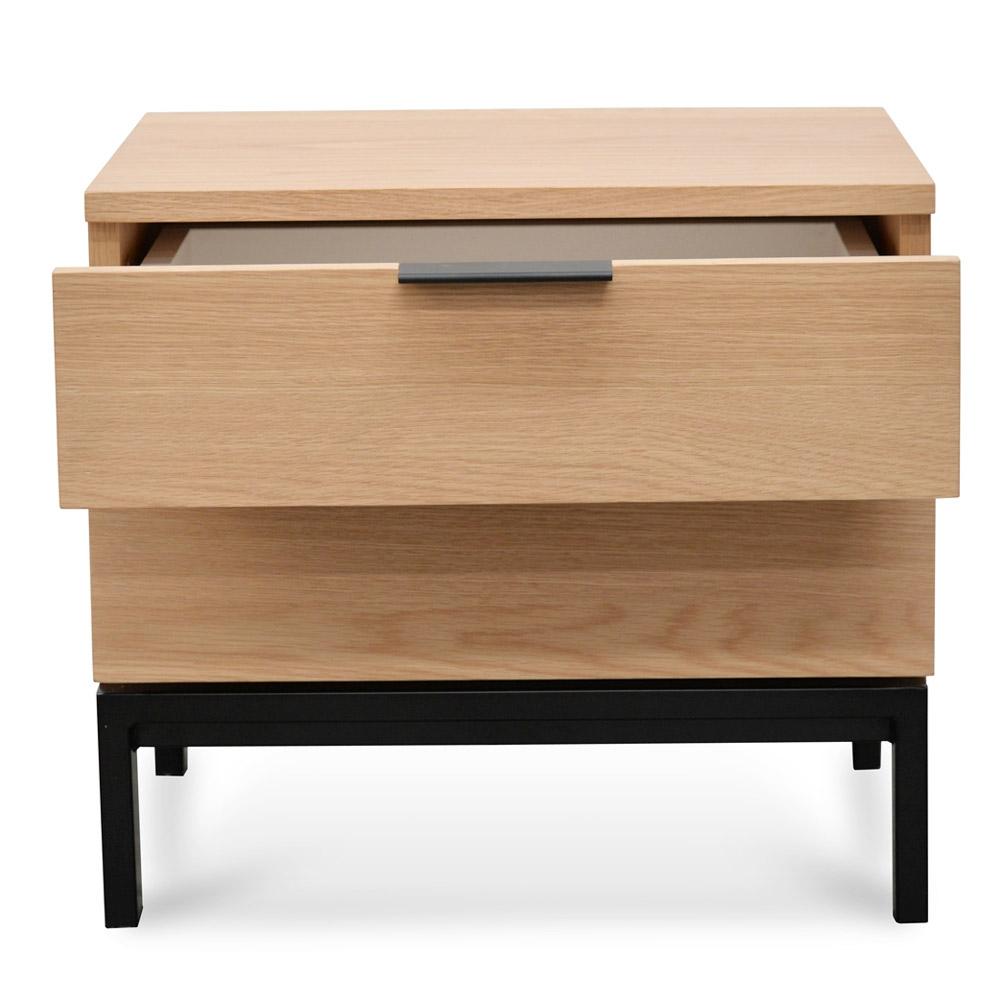 Calibre Furniture Bedside Table Side Table - Natural - Black