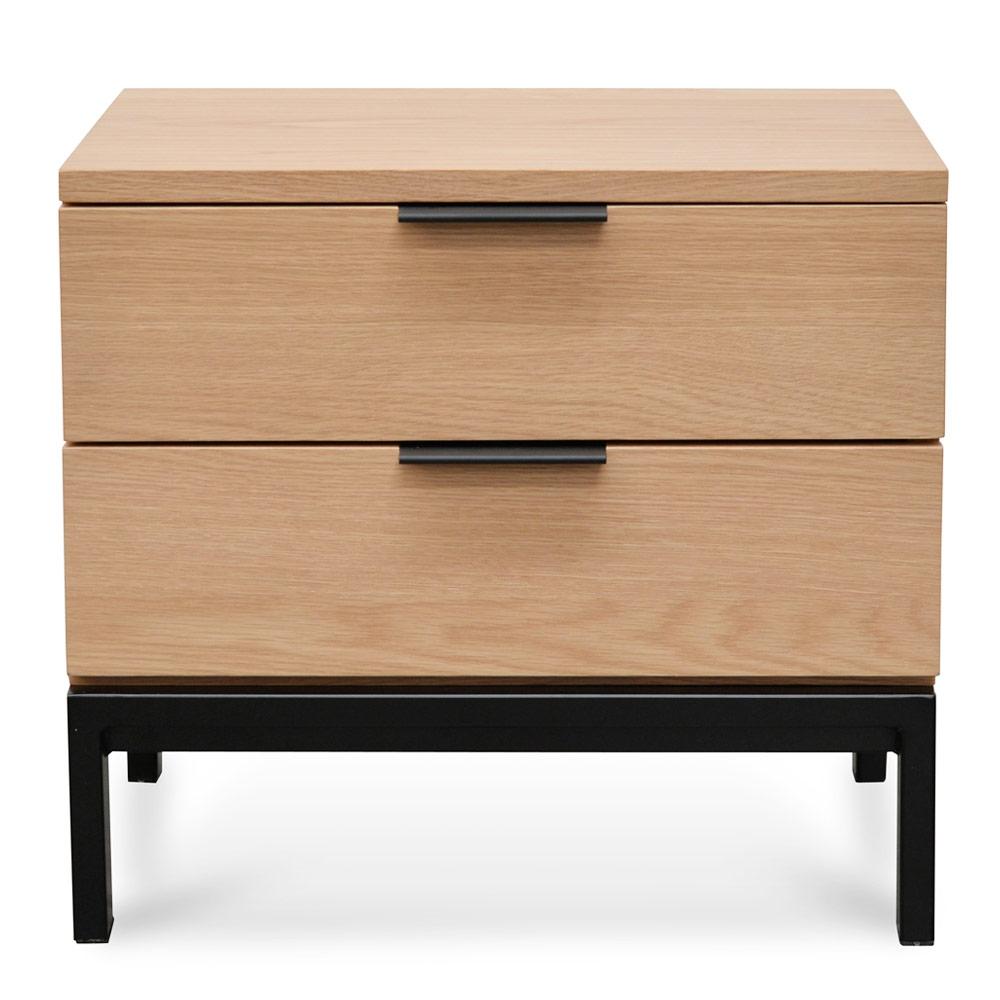 Calibre Furniture Bedside Table Side Table - Natural - Black