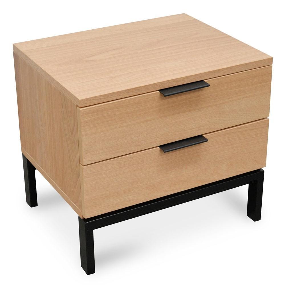 Calibre Furniture Bedside Table Side Table - Natural - Black