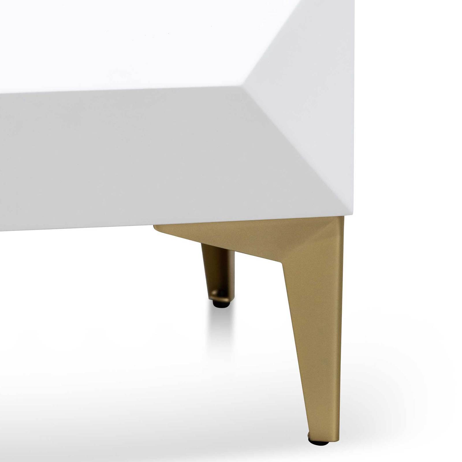 Calibre Furniture Bedside Table Wooden Side Table - White with Gold Legs