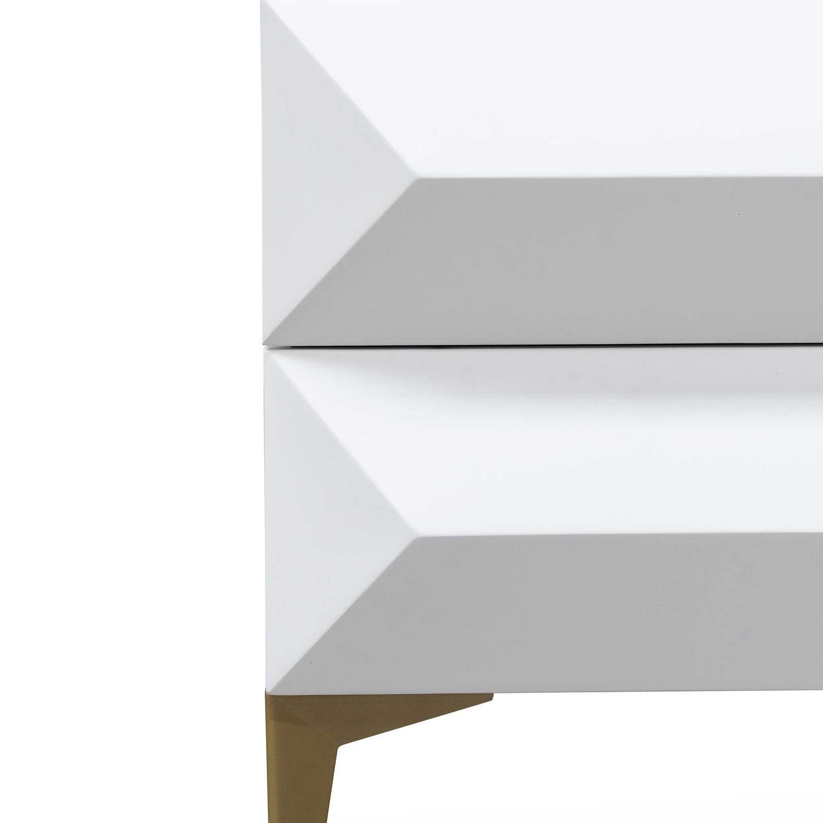 Calibre Furniture Bedside Table Wooden Side Table - White with Gold Legs
