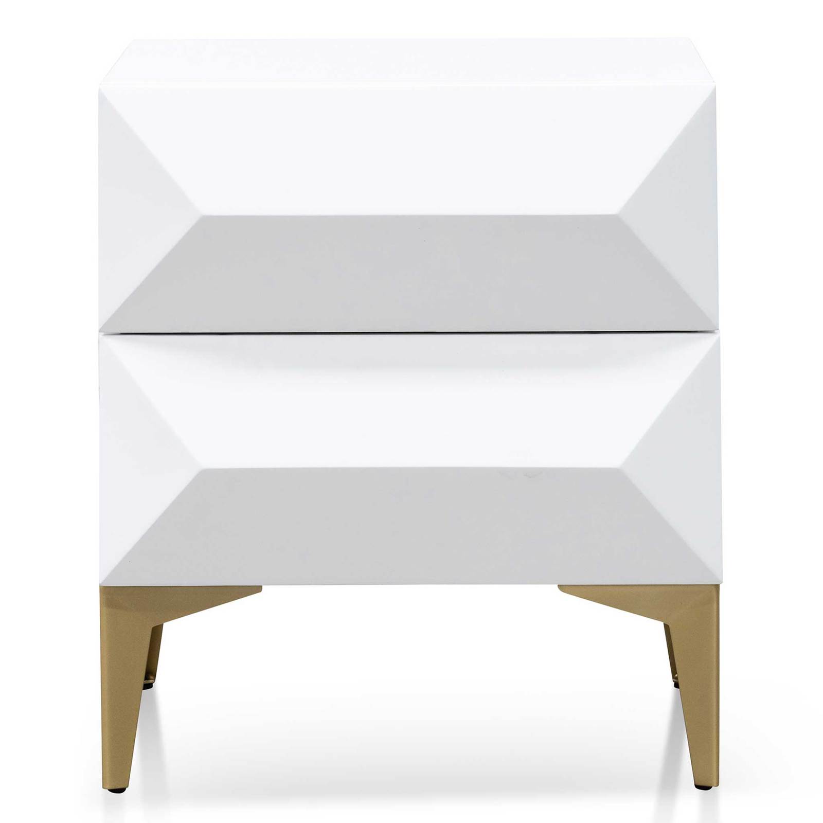 Calibre Furniture Bedside Table Wooden Side Table - White with Gold Legs