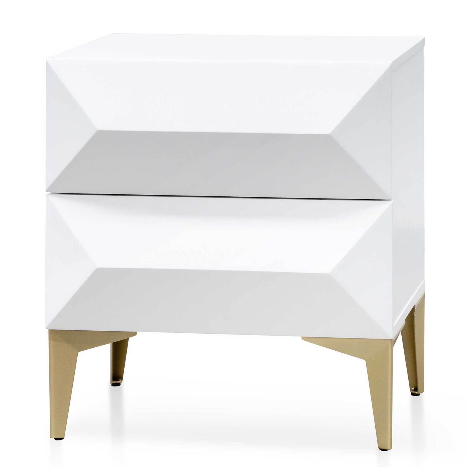 Calibre Furniture Bedside Table Wooden Side Table - White with Gold Legs