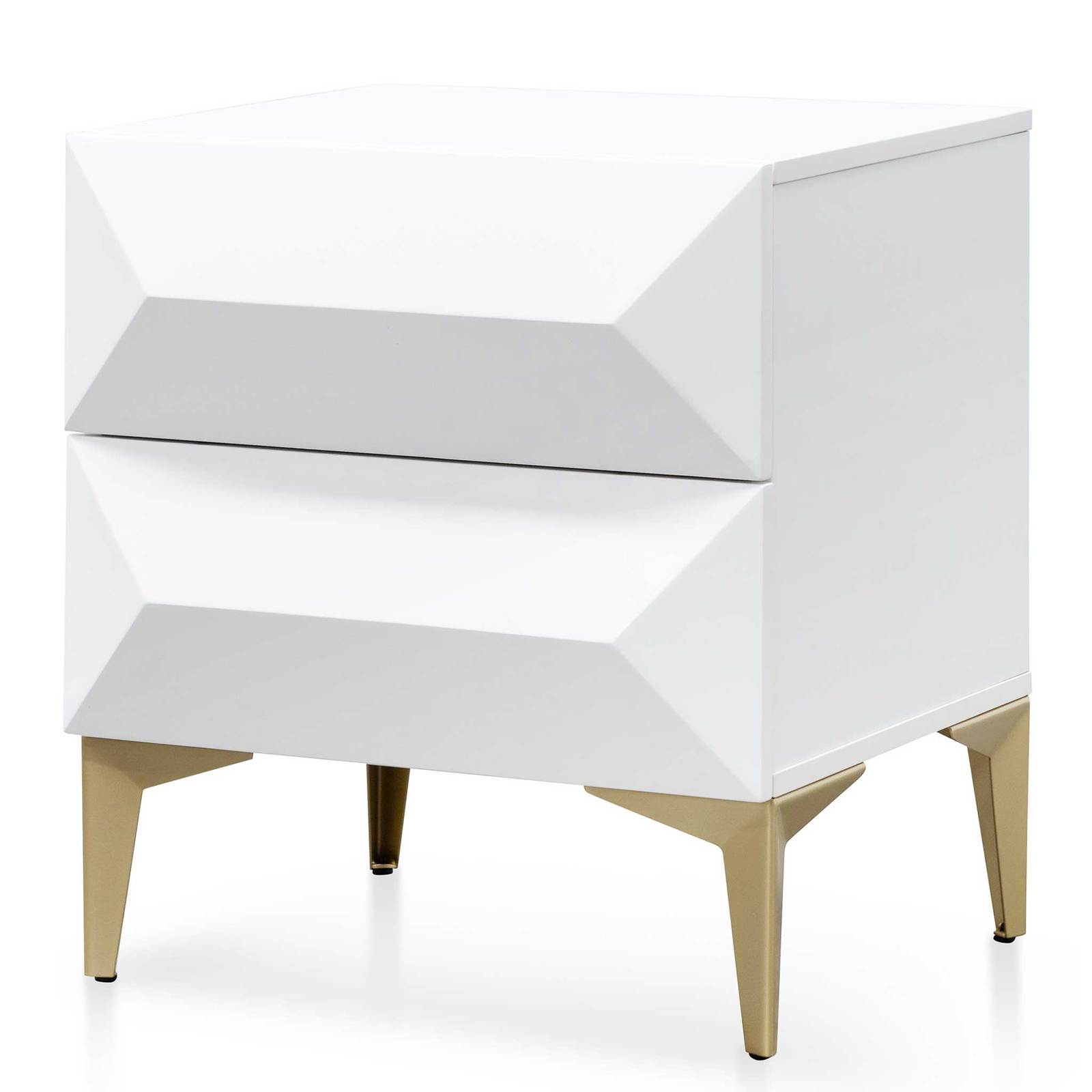 Calibre Furniture Bedside Table Wooden Side Table - White with Gold Legs
