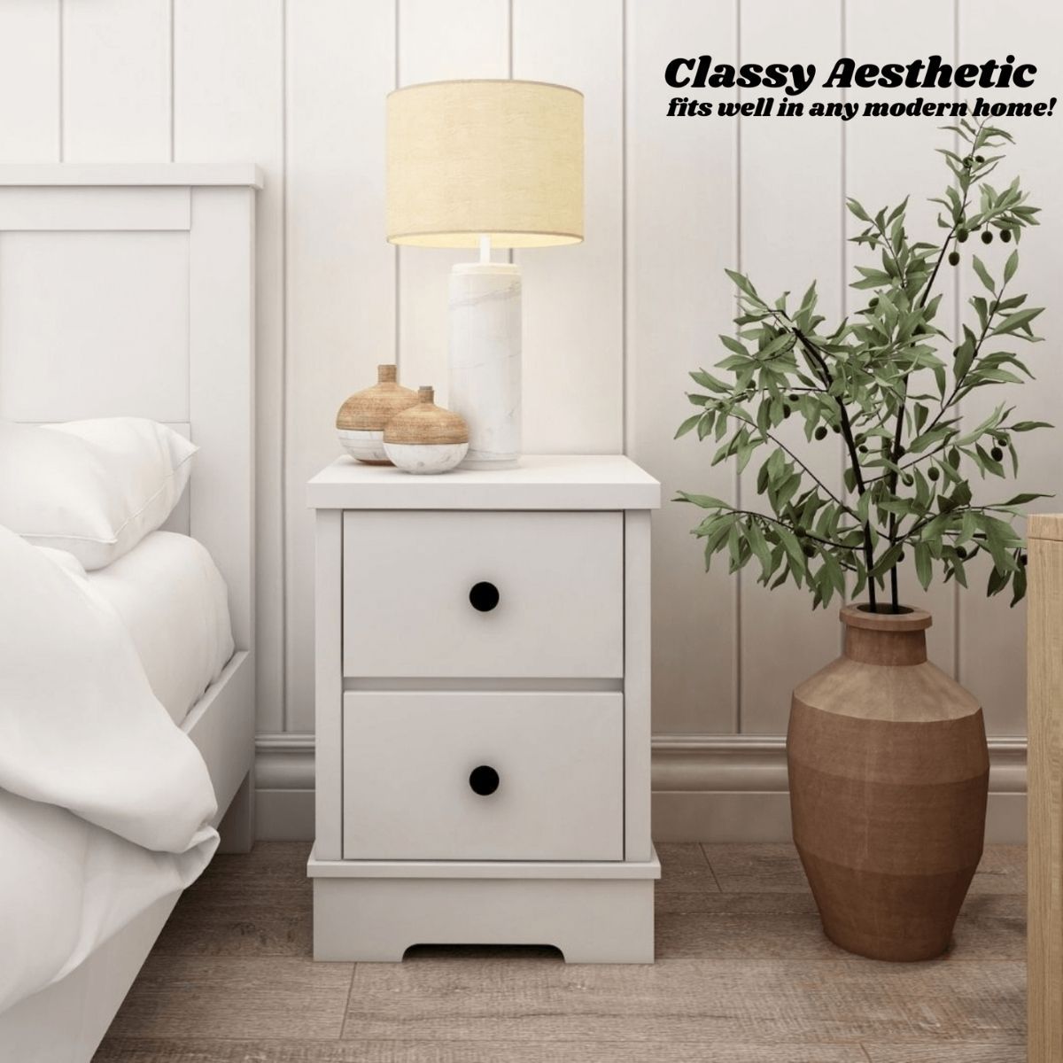 Margaux White Coastal Style Bedside Table Big Bedding Australia