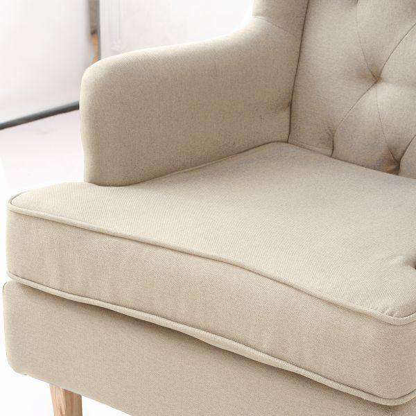 ROCKING CHAIR CHAIRS ARMCHAIR FABRIC LOUNGE RECLINER FEEDING ROCKER BEIGE Levede