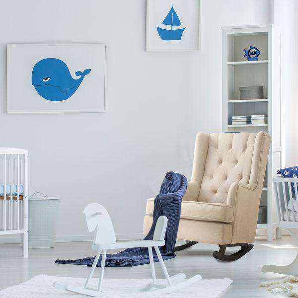ROCKING CHAIR CHAIRS ARMCHAIR FABRIC LOUNGE RECLINER FEEDING ROCKER BEIGE Levede