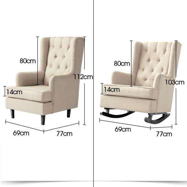 ROCKING CHAIR CHAIRS ARMCHAIR FABRIC LOUNGE RECLINER FEEDING ROCKER BEIGE Levede