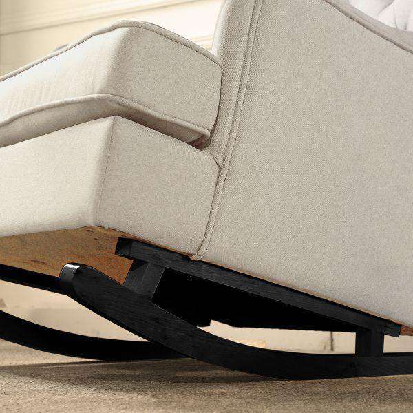 ROCKING CHAIR CHAIRS ARMCHAIR FABRIC LOUNGE RECLINER FEEDING ROCKER BEIGE Levede