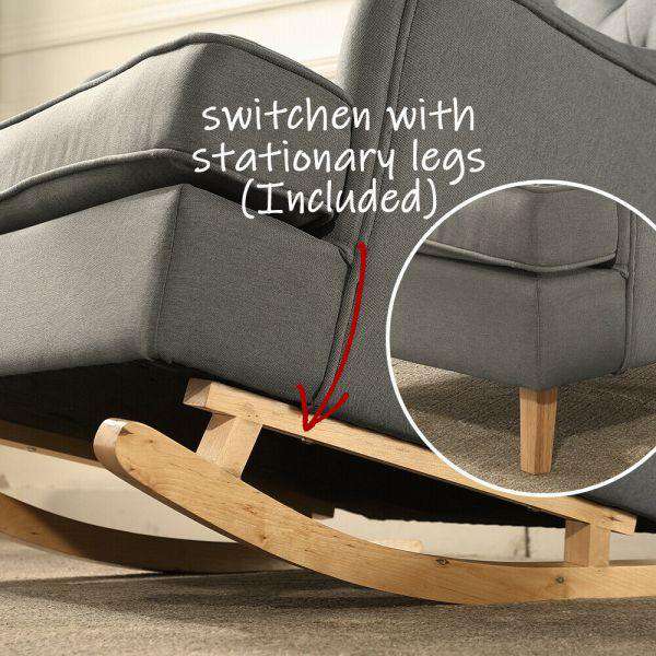 Rocking Fabric Armchair - Grey Levede